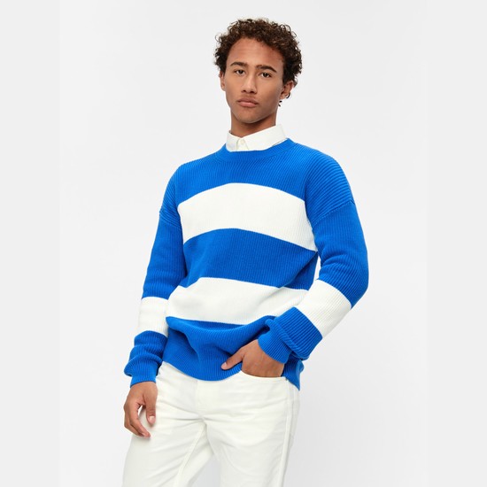 Aigle Chunky Knit Sweatshirts Men White/Blue ZA-46091